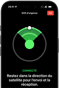 Affichage de la position GPS de la personne et de la fonction SOS d’urgence par satellite sur iPhone 16 Pro