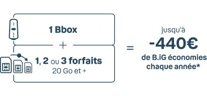 1 bbox + 1, 2 ou 3 forfaits = -440€ d'économies chaque année